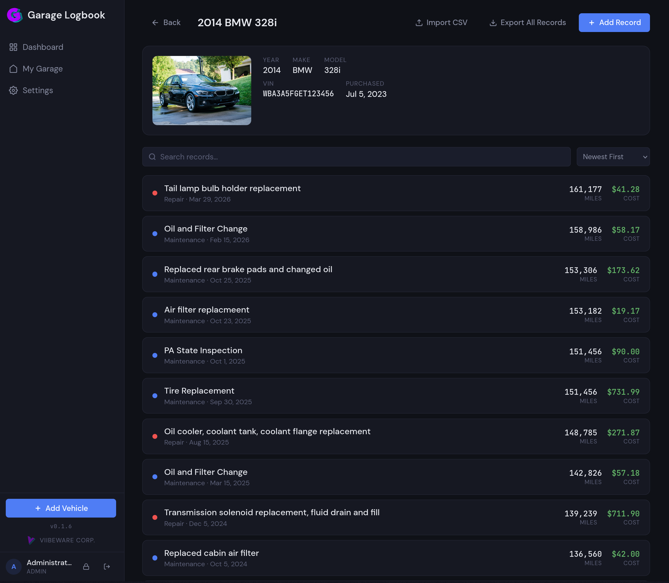 Garage Logbook screenshot